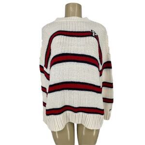 Victoria Secret PINK Large Collegiate Boyfriend Sweater Knit Campus Pullover A13